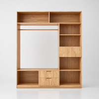 Armoire de chambre à coucher moderne en bois avec tiroirs et miroir, armoire de rangement à 4 portes, meubles de chambre à coucher pour la maison et l'hôtel
