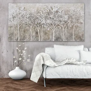 Ücretsiz bulut moda özel duvar sanatı yağlıboya keten toptan ev dekor doğal ağaçlar Modern tablo yağ