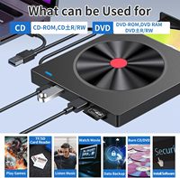 Unidad de Blu-ray Externa 7 en 1, USB 3.0 Tipo-C, Grabadora de Blu-ray y DVD Óptica Delgada con Lector de Tarjetas SD/TF, 2 Puertos USB 3.0 Compatibles