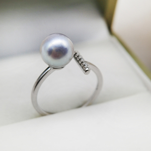 Bague de luxe <span class=keywords><strong>Madama</strong></span> en argent 925 plaqué rhodium/or avec perle d'eau de mer Akoya sertie clos, tendance et élégante pour le quotidien - Product Image 5
