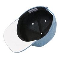 Topi Snapback Denim 5 Panel Logo Metal Custom OEM dengan Pinggiran Rata