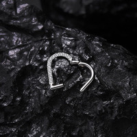 Bijoux de Piercing en forme de cœur, anneaux de Segment, nez Septum Clicker Cartilage Tragus boucle d'oreille, vente en gros, ASTM F-136 CZ