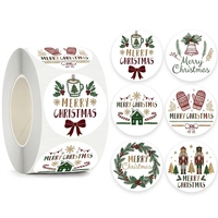 Autocollant rond personnalisé avec motif couronne de houx festif pour la décoration des fêtes et des cadeaux – Impression de qualité professionnelle en gros