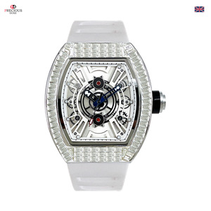Montre mécanique de luxe en forme de tonneau sertie de diamants - Montre pour homme, étanche, lumineuse, qualité supérieure, vente en gros par le fabricant - Product Image 2