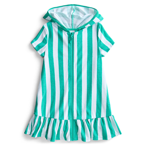 Robe de plage rayée colorée pour enfants, tenue décontractée à volants pour petites filles, vêtements d'été personnalisés - Product Image 6