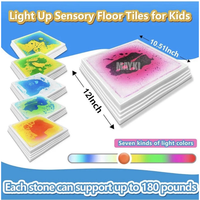 Équipement tactile visuel, blocs d'équilibre lumineux LED, jouet sensoriel, pierres de marche en gel liquide LED pour la salle de jeux des enfants - Pack de 6 pièces