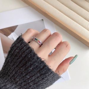 Bague d'éternité arc-en-ciel Dylam pour femme, plaquée rhodium, avec pierres précieuses multicolores créées - Product Image 4