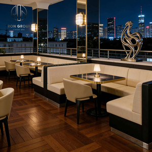 Conjunto de Muebles Modernos y Cómodos de Mesa y Silla de Piedra Sinterizada Cuadrada Semicircular para <span class=keywords><strong>Restaurante</strong></span>, Cafetería o Salón de Té - Product Image 1
