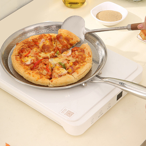 Poêle à crêpes antiadhésive en titane martelé de 11 pouces, plaque à pizza en titane ultra-durable pour la cuisson - Product Image 4