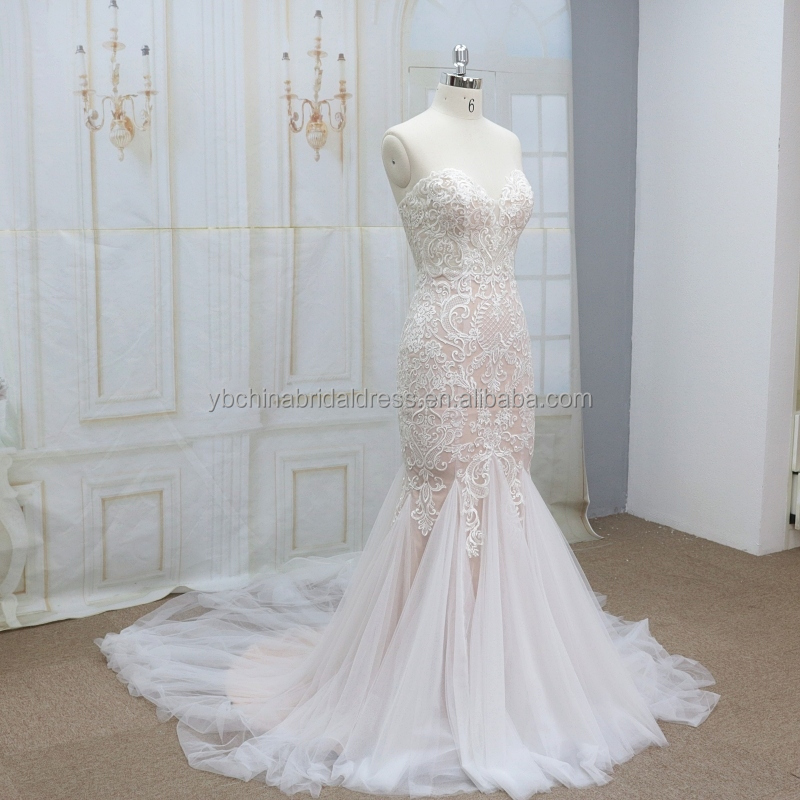 casual elegance dress code Off the Shoulder Champagne Tulle Mermaid Wedding Dress with Train AWD1472