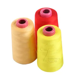 Benang jahit dicelup benang poliester kerusakan rendah benang jahit 100% polyester Spun warna-warni 40/2 dengan 1 kg per kerucut