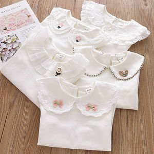 <span class=keywords><strong>Camicia</strong></span> base <span class=keywords><strong>con</strong></span> risvolto in pizzo per ragazze, abbigliamento autunnale, pullover bianco per bambini e neonati, maglietta a maniche lunghe, top per neonati - Product Image 2