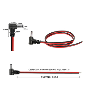 DC4017 Dik Açılı 90 Derece Erkek Konnektör Güç Kablosu CCTV DC Şarj Kablosu 22AWG 50cm - Product Image 3