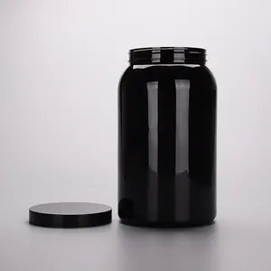 3L 3000ml PET Black Transparent Cylindrical Large Capacity Wide Mouth Plastic Pet Chocolate Snack Powder Jar