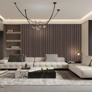 Design industriale decorazione per la casa 3D PS pannello a parete con scanalatura interna pannello a parete rivestito in marmo legno bianco struttura PS pannello a parete - Product Image 5