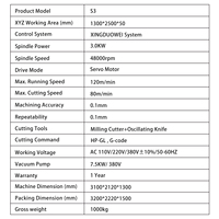 Routeur CNC 3.0KW 1325 pour le travail du bois, MDF, acrylique, PVC, routeur CNC pour le travail du bois 4*8