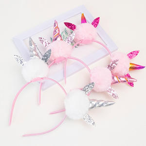 Diadema <span class=keywords><strong>de</strong></span> unicornio <span class=keywords><strong>de</strong></span> dibujos animados para niños, <span class=keywords><strong>Bola</strong></span> <span class=keywords><strong>de</strong></span> Pelo, cebolla, oreja <span class=keywords><strong>de</strong></span> gato rosa, diadema <span class=keywords><strong>de</strong></span> unicornio - Product Image 3