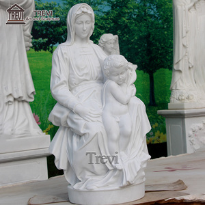 Escultura religiosa popular Estatua de mármol blanco natural de la Virgen Marí<span class=keywords><strong>a</strong></span> y el Niño Jesús - Product Image 2