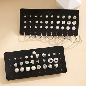 Nouvelles boucles d'oreilles transfrontalières pour le commerce extérieur, ensemble de 20 paires de boucles d'oreilles en imitation perle et zircon - Product Image 3