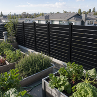 Panneaux de clôture modernes en aluminium noir à lattes horizontales, 6 pieds, 3D, résistants au vent, ventilés et robustes pour jardins et maisons