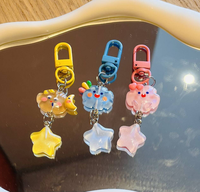Porte-clés personnalisable en forme de nuage mignon, pendentif nuage pentagramme kawaii pour fille, porte-clés en acrylique
