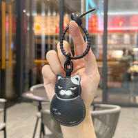 Cool dessin animé chat PU cuir porte-clés Animal étoile fleur doigt moyen sac pendentif accessoires