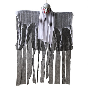 Decoración de Halloween para Exteriores, Calavera Fantasma Espeluznante de Gasa Colgante con Mueca Terrorífica para Fiesta en Casa Encantada - Product Image 5