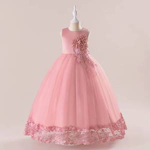 Vestido de Fiesta Largo con Flores para Niñas, Vestido de Princesa para Actuaciones, Cumpleaños y Eventos Formales - Product Image 4