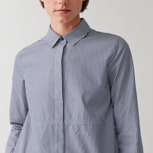 Camicie Casual da donna OEM, <span class=keywords><strong>colletto</strong></span> a punta e abbottonatura al centro, abiti a righe con orlo curvo - Product Image 5