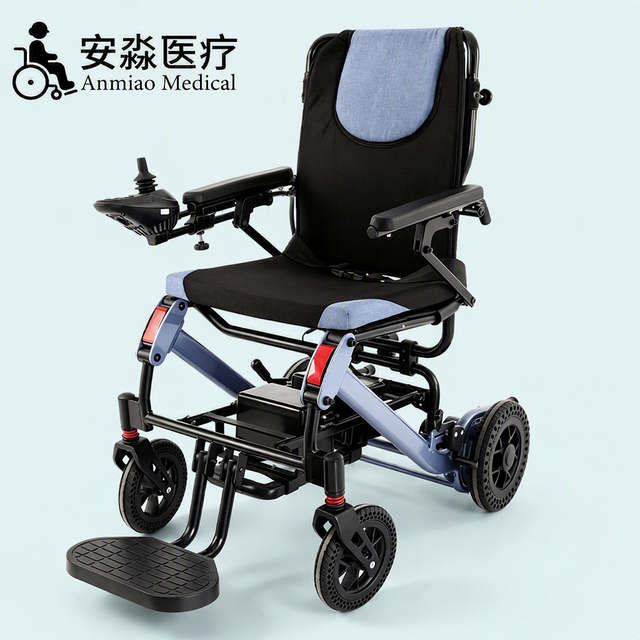 China Lightweight Aluminum Alloy Frame Foldable Electric Wheelchair with 250W*2 Removable Lithium Battery 6Ah 120kg Capacity