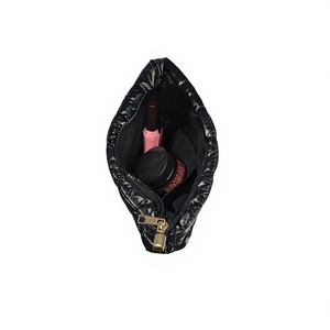Down Cloth quilted Small <b>Pouch</b> Folding Custom Personalized Travel Zipper Makeup Cosmetic <b>Bag</b> <b>for</b> <b>Women</b> - Product Image 3