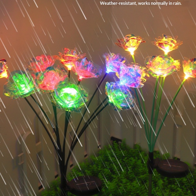 Solar Crystal Rose Garden Lamp Waterproof Luminous Road & Lawn Decorative Outdoor Lighting