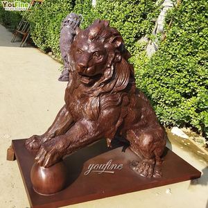 Casting Art Lion Ball Sculpture Palais Lion En Bronze Avec Statue Boule - Product Image 6