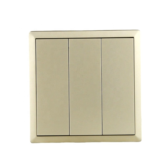 Hot Selling OEM Durable PC Material Gold Wall Socket 3 Gang 1 Way Electric Wall Switch Custom British Standard 250V 10A IP20