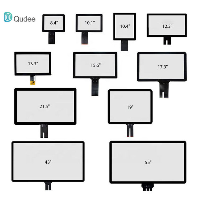 Qudee 8.4/10.1/10.4/12.1/12.3/15/15.6/17.3/18.5/19/19.5/21.5/23.6/23.8/27/32/55 Inch Custom PCAP Capacitive Touch Screen Panel