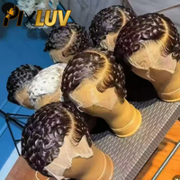 Perruques Courtes en Gros Cheveux Humains Naturels Lace Front Sans Colle Coupe Pixie Perruque Frontale HD 13x4 Cheveux Naturels Courts Bouclés