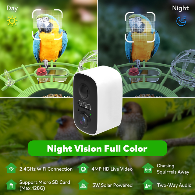 Solar Bird Feeder Squirrel-proof Pet Feeder Solar Powered Bird Feeder with Camera Wide-Angle Solar Power Camera Bird Feeder