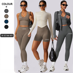 Set <span class=keywords><strong>da</strong></span> Yoga <span class=keywords><strong>da</strong></span> 5 Pezzi Senza Cuciture con Pantaloncini, Reggiseno Sportivo, Canotta <span class=keywords><strong>da</strong></span> Allenamento, Giacca con Cerniera, Abbigliamento <span class=keywords><strong>da</strong></span> Donna, Leggings a Vita Alta, Tuta <span class=keywords><strong>da</strong></span> <span class=keywords><strong>Palestra</strong></span> e Fitness - Product Image 2