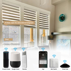 Home Center Cordless Window Roller <strong>Curtain</strong> Shade 100% Polyester Fabric Motorized Rainbow Blinds Light Filtering Zebra Blinds - Product Image 3