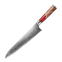 Japanse Stijl Damascus Staal Koksmes Klein Huishoudelijk Keukenmes Hoge Scherpte Voor Het Snijden Van Sushi Groenten Gemaakt Hars