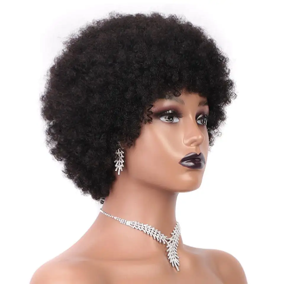 Afro-Kinky Curly Human Hair Wig Lace Front 4x4 Full Machine Made Human Hair Wig Wholesale Hot Sell Brazilian Hair For Black Men