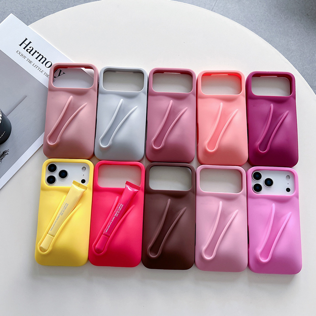 Lip Gloss Holder Silicone Phone Case for iPhone 17 Pro Peptide Lip Treatment Lip Gloss Phone Case for iPhone 17 16 15