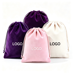 Sac à cordon en velours couleur personnalisée, pochette en velours avec logo personnalisé pour bijoux, cosmétiques, petits cadeaux, emballage pour fêtes et événements - Product Image 3