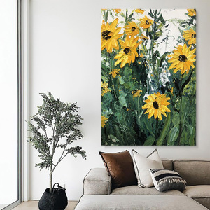 Sunflower Oil Painting Hand Painted Impressionism Style Modern Living Room Sofa Background Wall Art Decor - Product Image 1