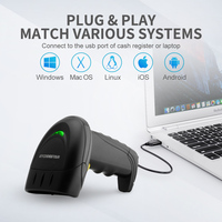 Escáner de Código de Barras 1D Xincode con Soporte, Lector de Código de Barras Manual con Cable, Escáner Láser USB para Almacén X-520AT