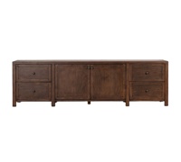 Mueble de TV de Madera Maciza Estilo Rústico Americano - Directo de Fábrica, Personalizable