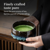 Ensemble de 2 pièces en porcelaine écologique et résistant à la chaleur, comprenant un bol à matcha et un fouet bleu, pour logo OEM, vente en gros