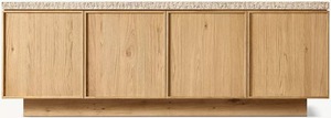 Modern Luxury Solid Wood Cabinet Top Travertine Living Room <strong>Storage</strong> 4-door <strong>Sideboard</strong> - Product Image 2