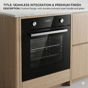 Cuisinière électrique à deux plaques avec four intégré en acier inoxydable, à convection/turbine, à économie d'énergie, avec minuterie mécanique - Product Image 4