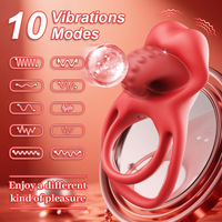 Anneau vibrant de précision pour homme en silicone, télécommandé, avec triple faisceau de stimulation et double anneau de charme
